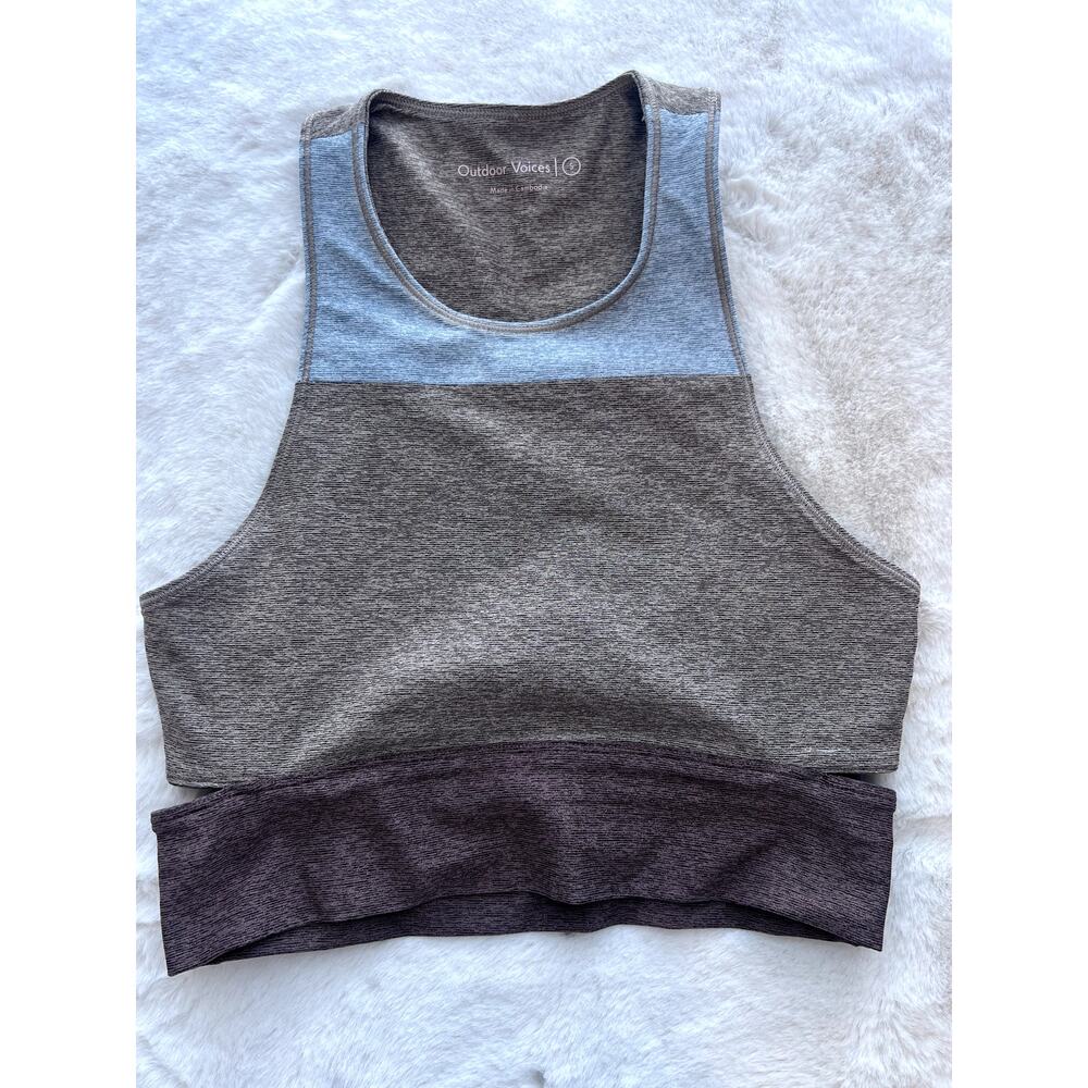 Outdoor Voices Tri-tone Slashback Crop Top Sports Bra S